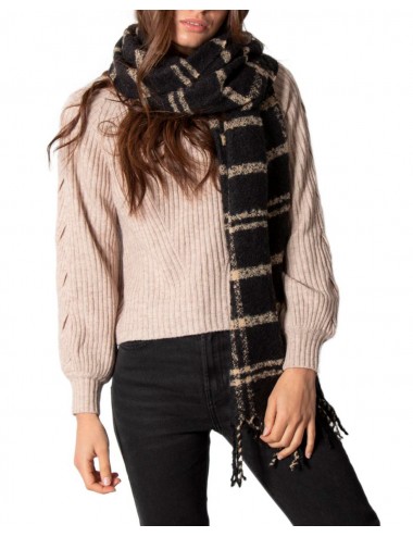 Pieces Women's Scarf-Fringed Black