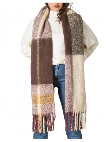 Pieces Women's Scarf-Body Wrap-Fringed-Brown