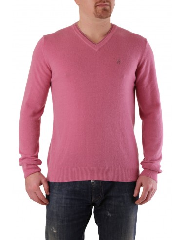 Conte of Florence Men's V-neck Knitwear Pink