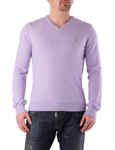 Conte of Florence Men's V-neck Knitwear Purple