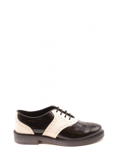 Tod`s Women's-Leather-Lace Ups Shoes-Black-White