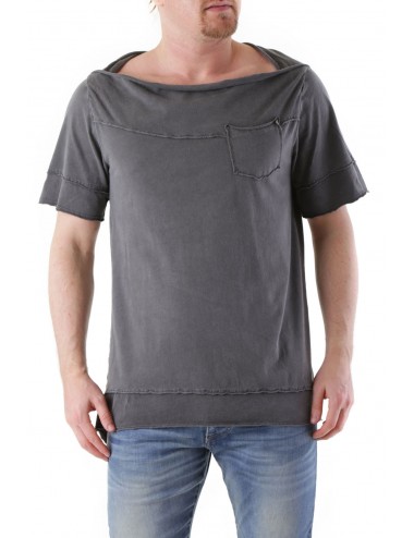 Absolut Joy Men's T-Shirt Boat-Neckline Tee-Grey