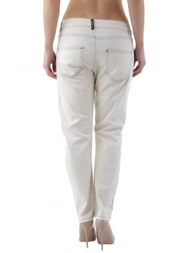 Sexy Woman Worn Out Trousers White