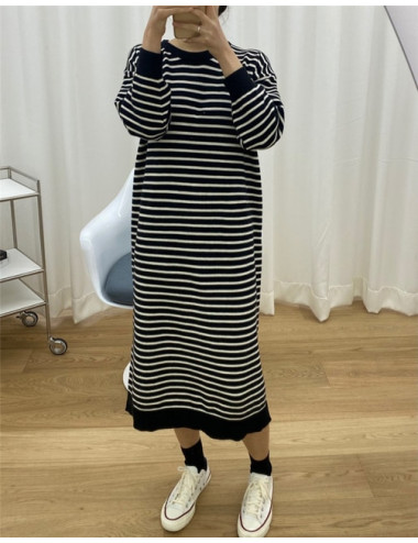 Striped Wool Maxi Dress...